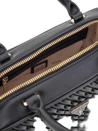 Guess Interwoven Polyurethane Top Handle Bag - Black