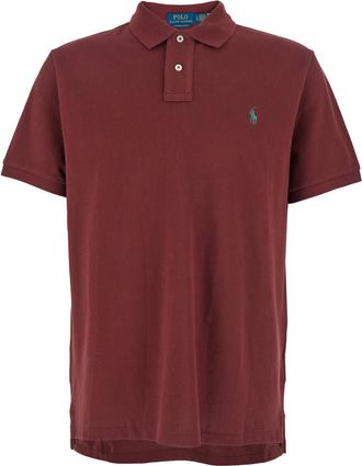 Ralph Lauren custom Slim Fit Bordeaux Polo Shirt With Pony Detail On The Front In Cotton Man