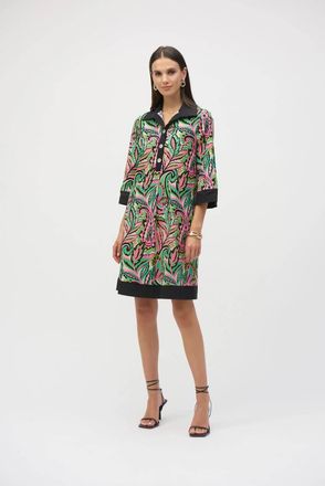 Joseph Ribkoff Paisley Print Shift Dress In Black/multi