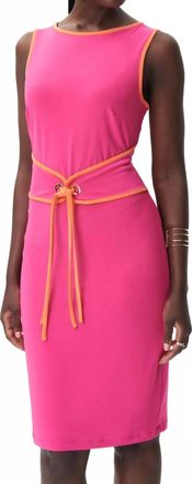 Joseph Ribkoff Sleeveless Dress With Belt In Pink/mandarin
