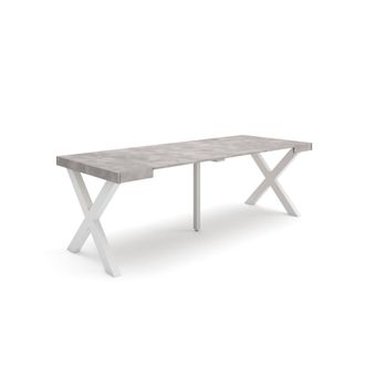 Skraut Home Mesa Consola Extensible, Mesa Comedor Plegable, 220, Para 10 Comensales, Patas Madera Maciza, Estilo Moderno, Gris Cemento - Skraut Home