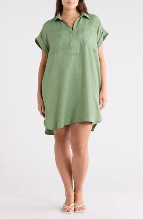 Max Studio Short Sleeve Shirtdress in Heather Grass at Nordstrom Rack, Size 2 X