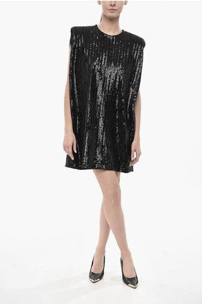 Golden Goose Sequin Straight-Fit Dress with Padded Shoulder Straps size 40