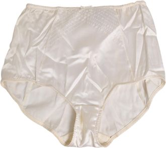 Dolce & Gabbana Off White Silk High Waist Girdle Panty Womens Underwear