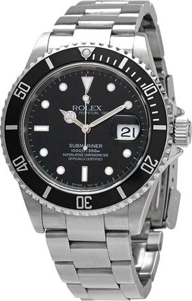 Rolex Pre-Owned Rolex Submariner Black Dial Stainless Steel Rolex Oyster Automatic Mens Watch 16610BKSO