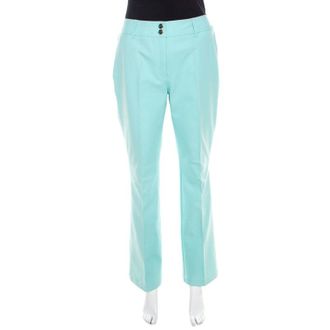 Escada Mint Green Cotton Stretch Denim Straight Fit Jeans