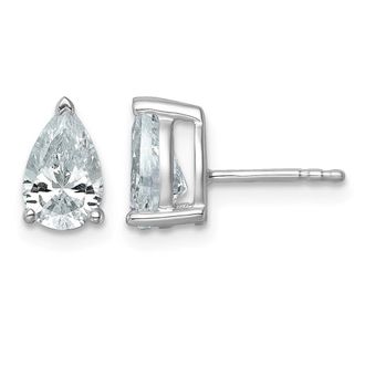 Diamond2Deal 14k White Gold 2 ct Pear Lab Grown Diamond Stud Earrings VS Clarity, G-H Color