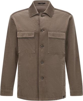 Boggi Milano Jassen, Heren, Bruin, S, Katoen, Link Shirt Jacket