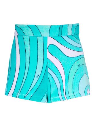 Pucci Marmo-print cotton shorts - Blue