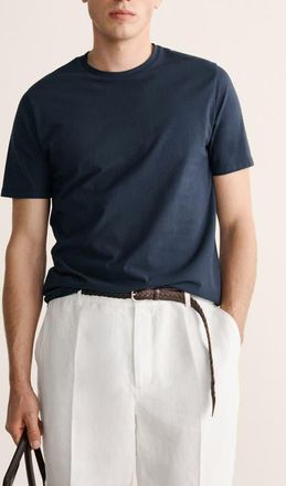 Mango Slim Fit Cotton T-Shirt in Navy at Nordstrom, Size X-Small