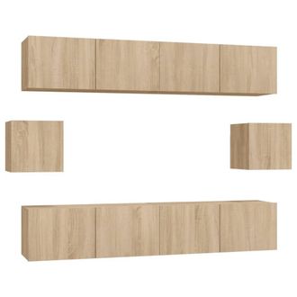 Berkfield Home 6 Piece TV Cabinet Set Sonoma Oak Engineered Wood in Light Tan