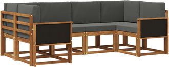 vidaXL Conjunto De Sof&aacute;s De Exterior 6 Uds. Natural Y Antracita Vidaxl