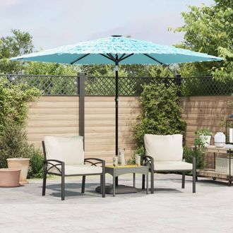 Berkfield Home Garden Parasol with Steel Pole Blue 288x288x225 cm | Size: 288 x 288 x 225 cm