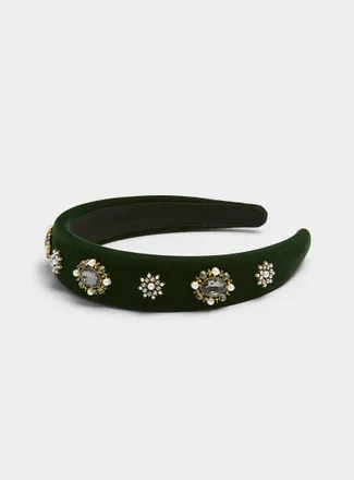 Simons Womens Ornamental stone velvet headband