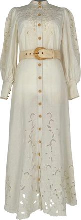 Zimmermann Freja Embroidered Maxi Dress in White Linen