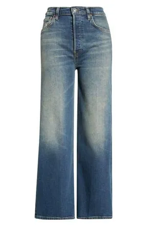 Re/Done High Waist Crop Wide Leg Jeans in Smoke Water at Nordstrom Rack, Size 24