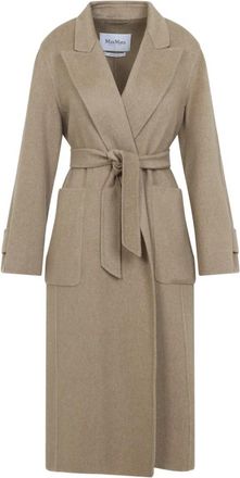 Max Mara Ribelle Coat - Dames - Jas met riem - Bruin - S - Leer - Jassen