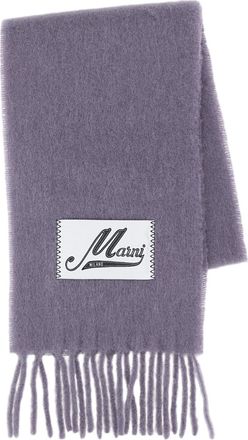 Marni Blue Alpaca Soft Fringed Scarf