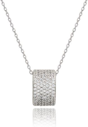 Suzy Levian White Sterling Silver White Cubic Zirconia Eternity Pendant Necklace