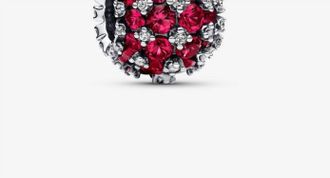 Pandora Womens Sparkling Pav&eacute; Round Charm In Pink