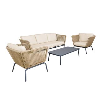 Sweeek Conjunto de muebles bajos de jard&iacute;n, resina tejida efecto rat&aacute;n