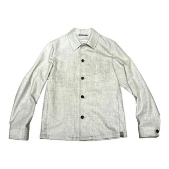 Jacob Cohen Jassen, Heren, Beige, L, Wol, RW Light Wool Overshirt