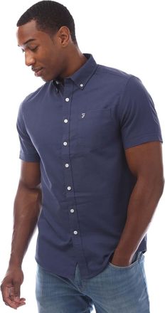 Farah Heren Farah Drayton Shirt met Korte Mouw in Blauw