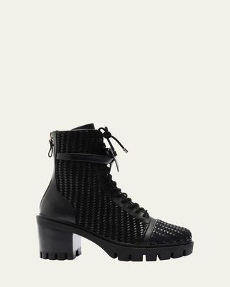 Alexandre Birman Tresse Leather Combat Boots