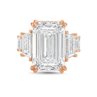Diana M. Jewels 18kt Rose gold Lab grown 8ct Emerald Cut Diamond hidden halo fashion ring