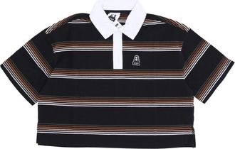 HUF Gestreept Crop Polo Shirt - Dames - Polos - Zwart - XS - Katoen - Tops