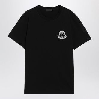 Moncler Black T Shirt With Logo Print
