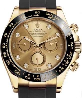 Rolex Cosmograph Daytona Champagne Diamond Dial 18kt Yellow Gold Mens Watch 116518CDR