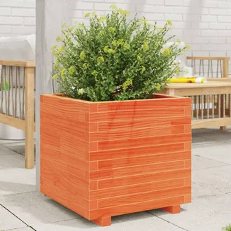 vidaXL Jardinera Madera Maciza De Pino Marr&oacute;n Cera 50x50x49,5 Cm Vidaxl