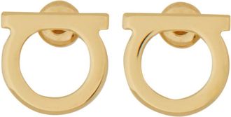Ferragamo Golden Gancini Logo Stud Earrings