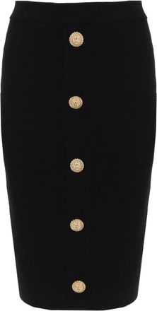 Balmain Black Embellished Midi Skirt
