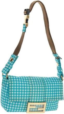 Fendi Pre-owned Shoulder Bags, female, Blue, Size: ONE SIZE Pre-owned Nylon Shoulder Bag