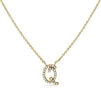 House of Brilliance 10K Gold Diamond Accent A-Z Initial Script Style Pendant Necklace in Yellow | Q at Nordstrom