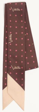 Valentino Garavani Scarf Bandeau Stelline e Firma Starry in seta Donna CORALLO/CHOCOLATE UNI