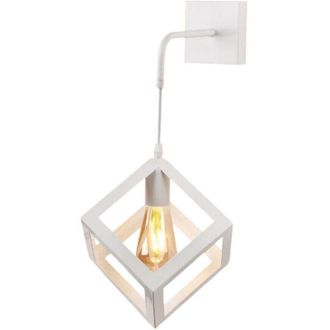 Trade Shop Trade Shop - Colgante En Forma De Cubo De Pared De Pared 3d Soporte De L&aacute;mpara De Estilo Minimalista E27 Aq52 - Blanco
