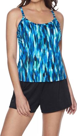 Trimshaper Waterfall Farrah Swim Romper In Blue