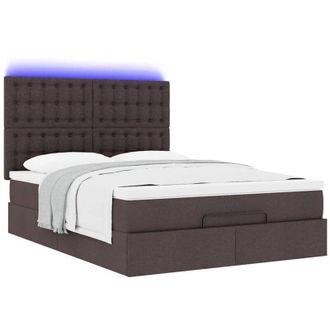 vidaXL Vidaxl - Estructura Cama Otomana Colch&oacute;n Tela Marr&oacute;n Oscuro 140x190cm