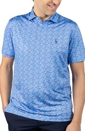 Tailorbyrd One the Sea Print Performance Polo in Blue at Nordstrom Rack, Size Xx-Large