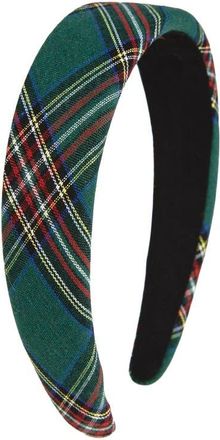 Tasha Padded Plaid Headband in Green Plaid at Nordstrom