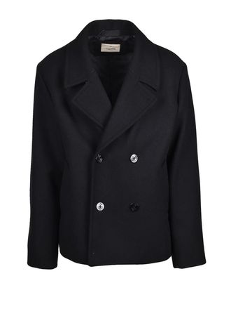 Jack & Jones Classic Black Peacoat with Double-Breasted Closure and Structured Collar