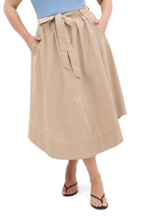 City Chic Ally Midi A-Line Skirt in Taupe at Nordstrom, Size Xxxs