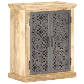 vidaXL Vidaxl - Aparador Con Puertas De Acero Madera Mango Macizo 60x35x75 Cm