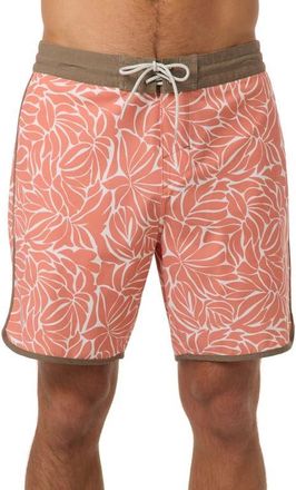O'Neill Cruzer Stripe Scallop Board Shorts in Langoustino at Nordstrom, Size 40