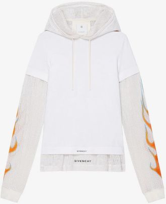 Givenchy Jersey & Mesh Hoodie All-In-One Look8/18 White, Size XXL