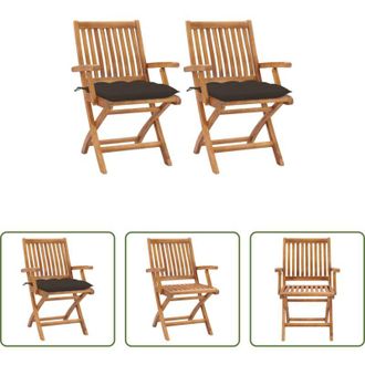vidaXL Sedie in legno - Sedie da Giardino 2 pz con Cuscini Talpa in Massello di Teak
