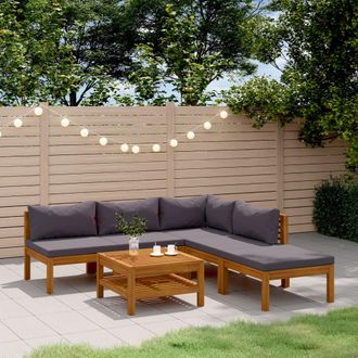 vidaXL Vidaxl - Muebles De Jard&iacute;n 6 Pzas Cojines Madera Maciza De Acacia